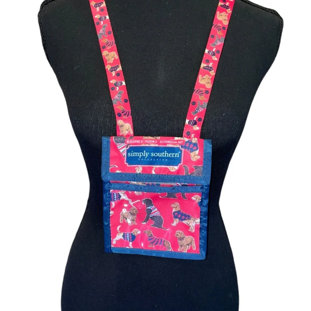 Simply Southern Collection Pink Dog Id‎ Passport Work Lanyard Holder